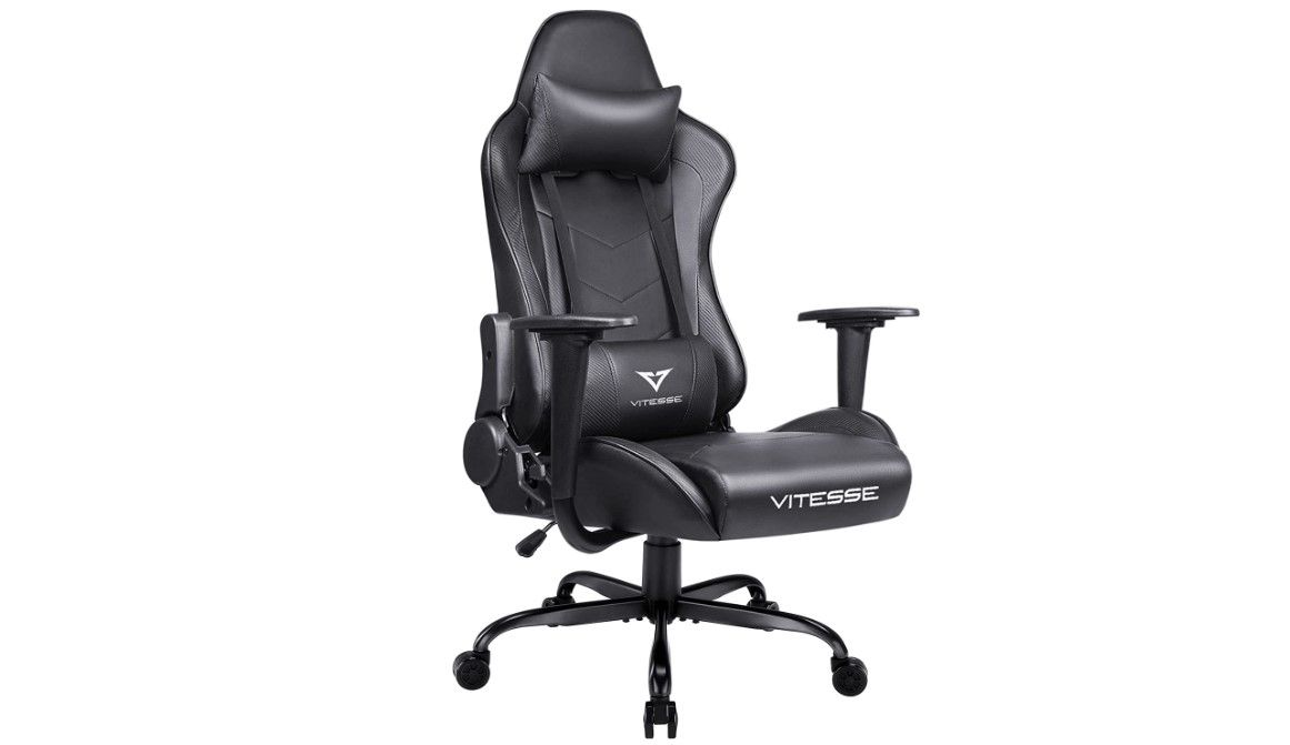 Vitesse Professional Gaming Chair product image of a black seat with lumbar support.
