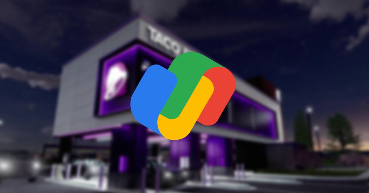 Does Taco Bell take Google Pay? - An image of the logo of GPay with a Taco Bell restaurant in the background
