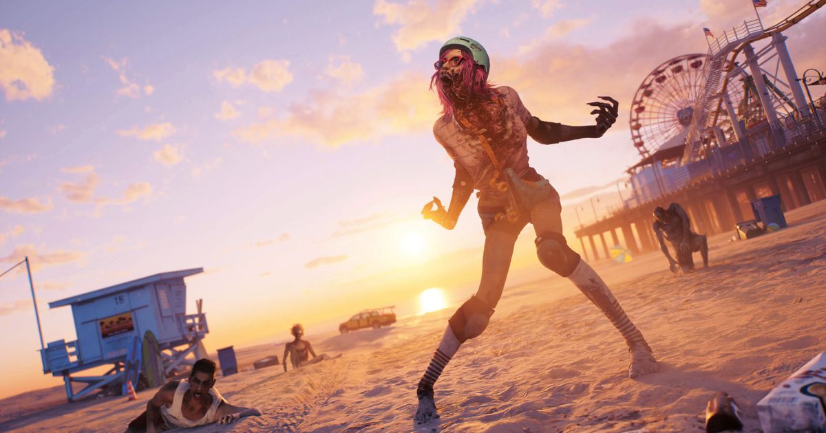 Dead Island 2 in-game image of two zombies on a beach.