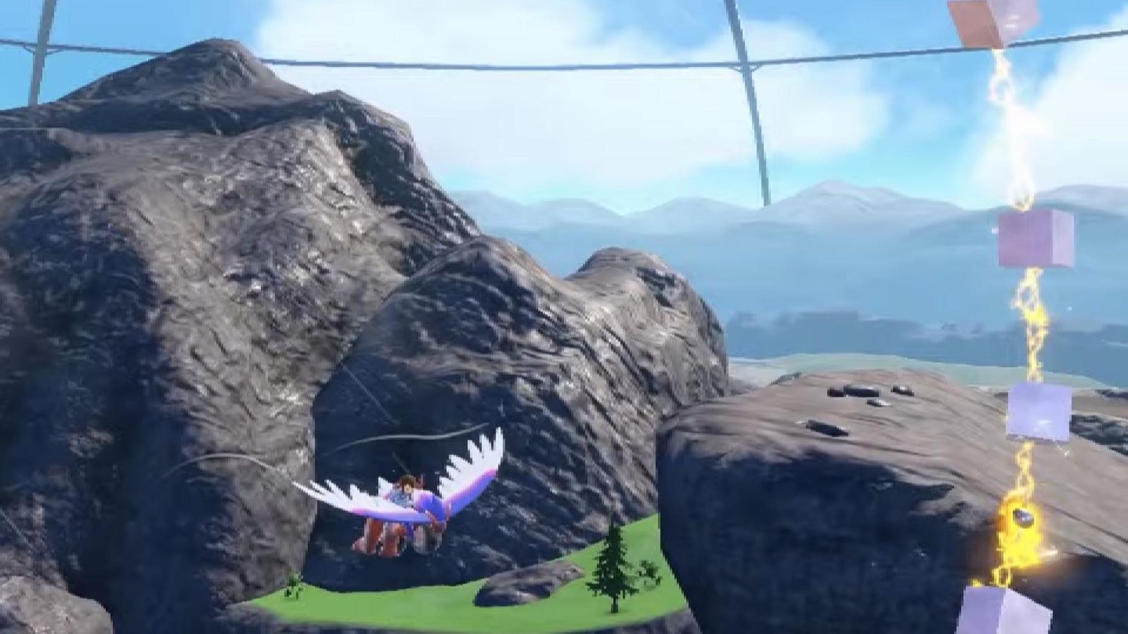 Pokémon Scarlet and Violet DLC release date - miraidon flying in the sky 