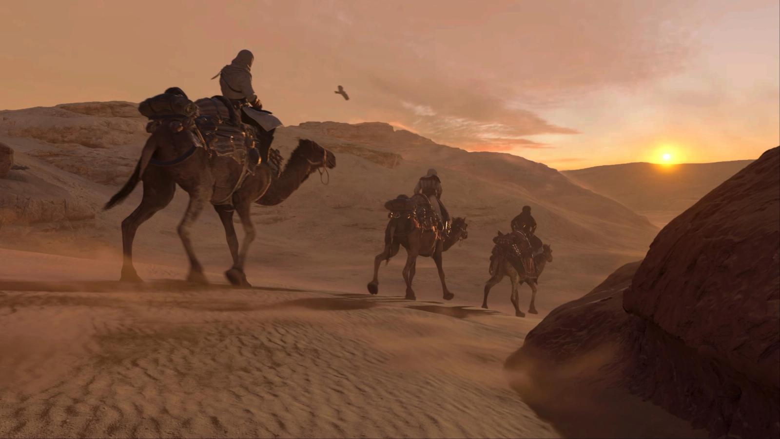 assassin's creed mirage review camels in the desert