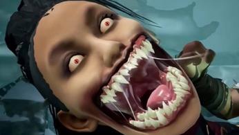 Mortal Kombat 1 Switch graphics showing a low res Mileena screaming 