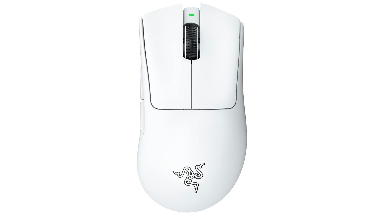 Razer DeathAdder V3 Pro product image of a white wireless mouse featuring the Razer logo in black at the bottom.