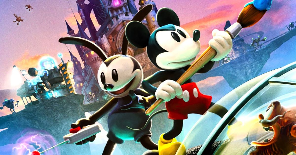 Epic Mickey - Mickey and Oswald fighting together