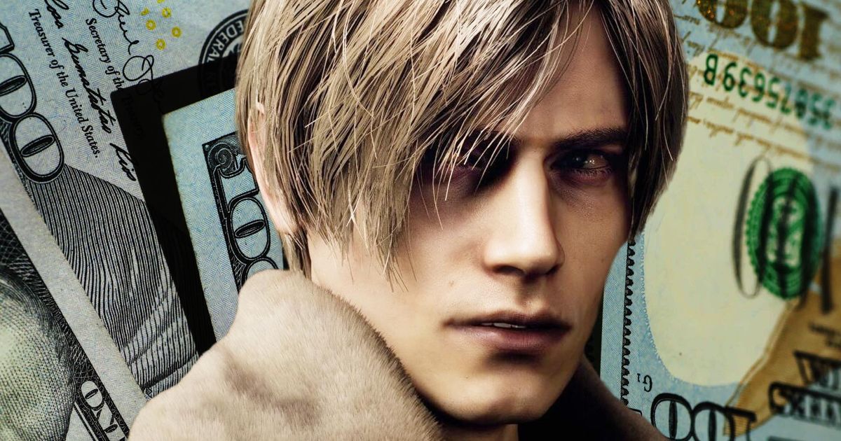 Resident Evil 4 protagonist Leon S Kennedy on a big bed of money 
