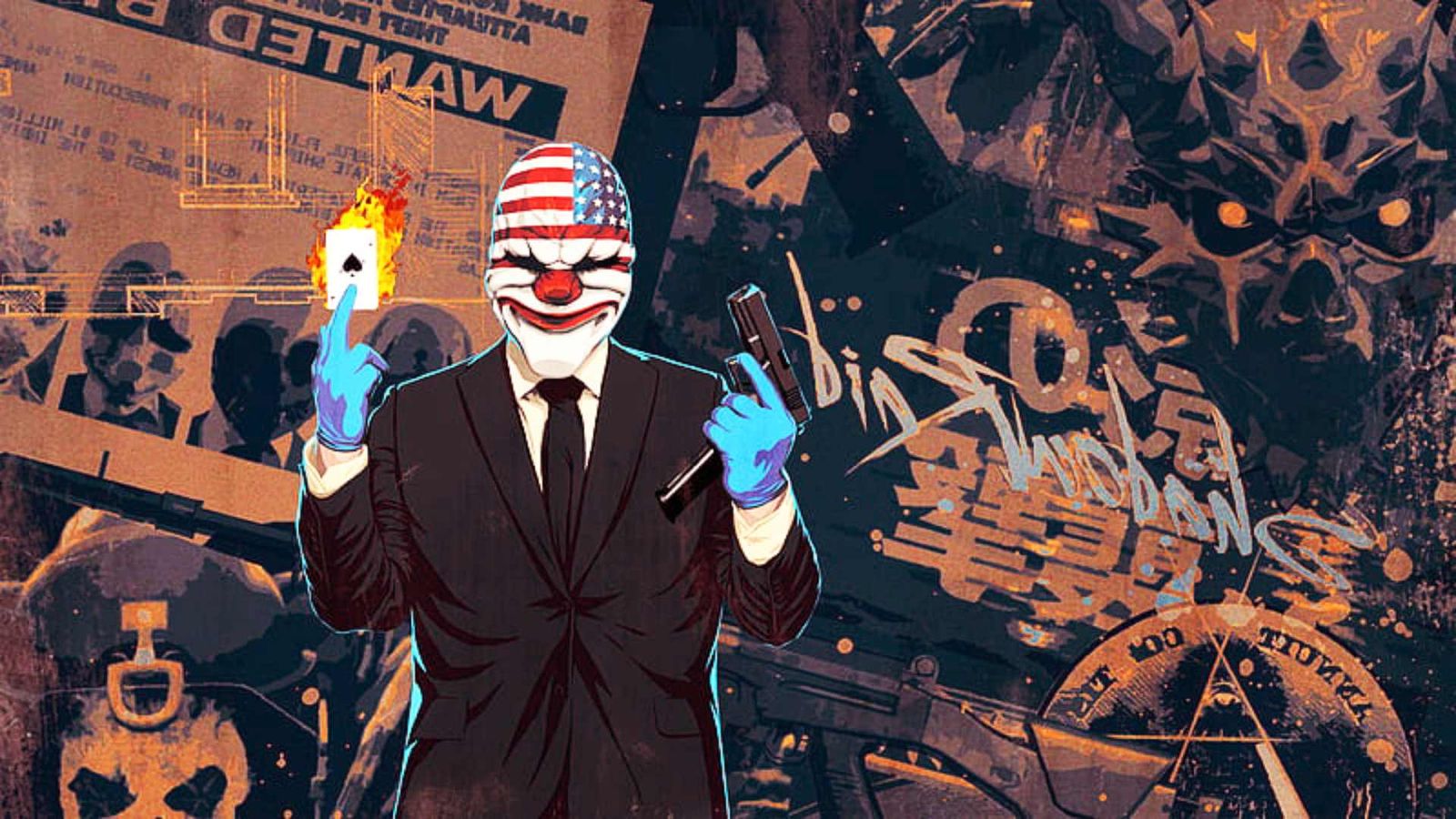 Payday 3 best guns - picture of Dallas holding an autopistol and a burning playing card