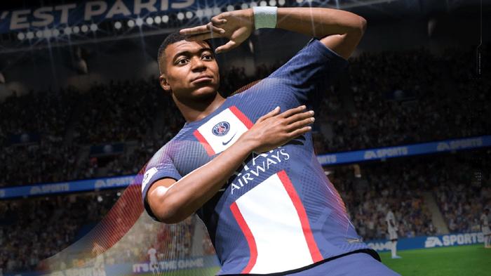 Kylian Mbappe celebrates a goal - FIFA 23 unable to save personal settings 1 error
