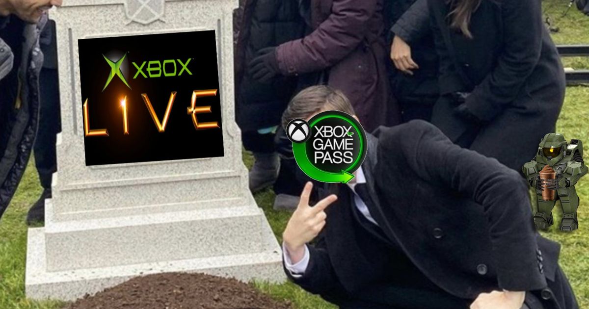 Xbox Live, Games with Gold killed in favour of Xbox Game Pass Core - The Flash dead meme with Xbox Game Pass posing on the grave of Xbox Live