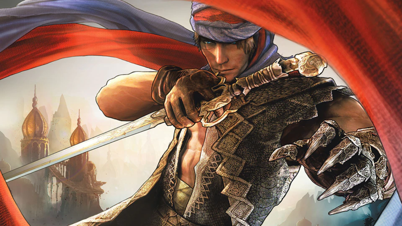 ubisoft prince of persia remake sands of time the masked protagonist stares while posing with a sword