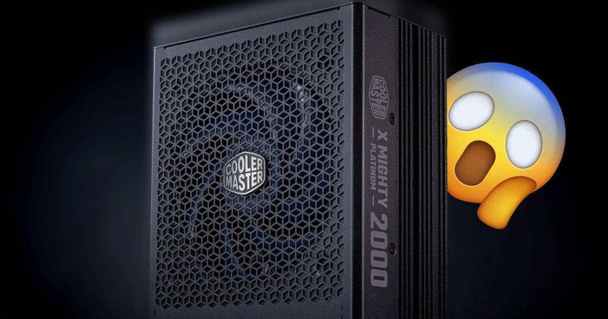 Cooler Master 2800W (and 2000W) PSU in front of a gasping emoji