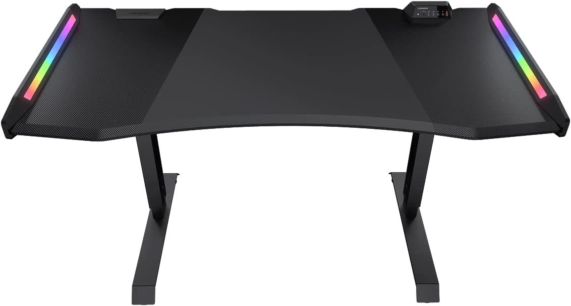 Cougar Mars Pro 150 product image of a black rectangular legs featuring RGB lighting either side and two legs underneath.