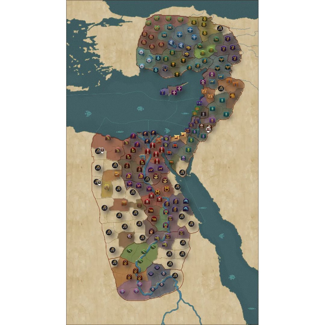 Map of Egypt, Middle East, and Anatolia, from the game Total War: Pharaoh