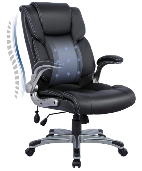 COLAMY Executive Office Chair product image of a black leather chair.
