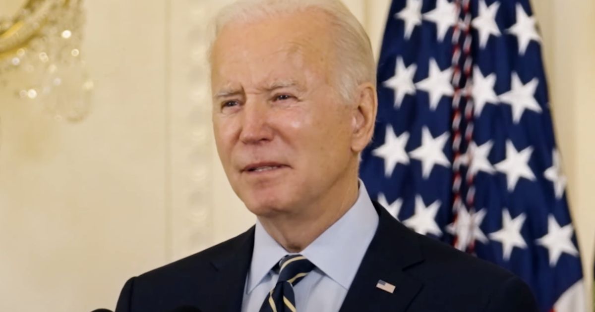An image of President Joe Biden speaking during the December speech that was used to create a deepfake of the president announcing a national draft for the war in Ukraine 