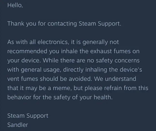 Valve tells gamers to stop breathing in the Steam Deck fumes