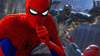 Spider-Man looking at PS5 game Spider-Man 2 venom wondering who is in the symbiote suit 