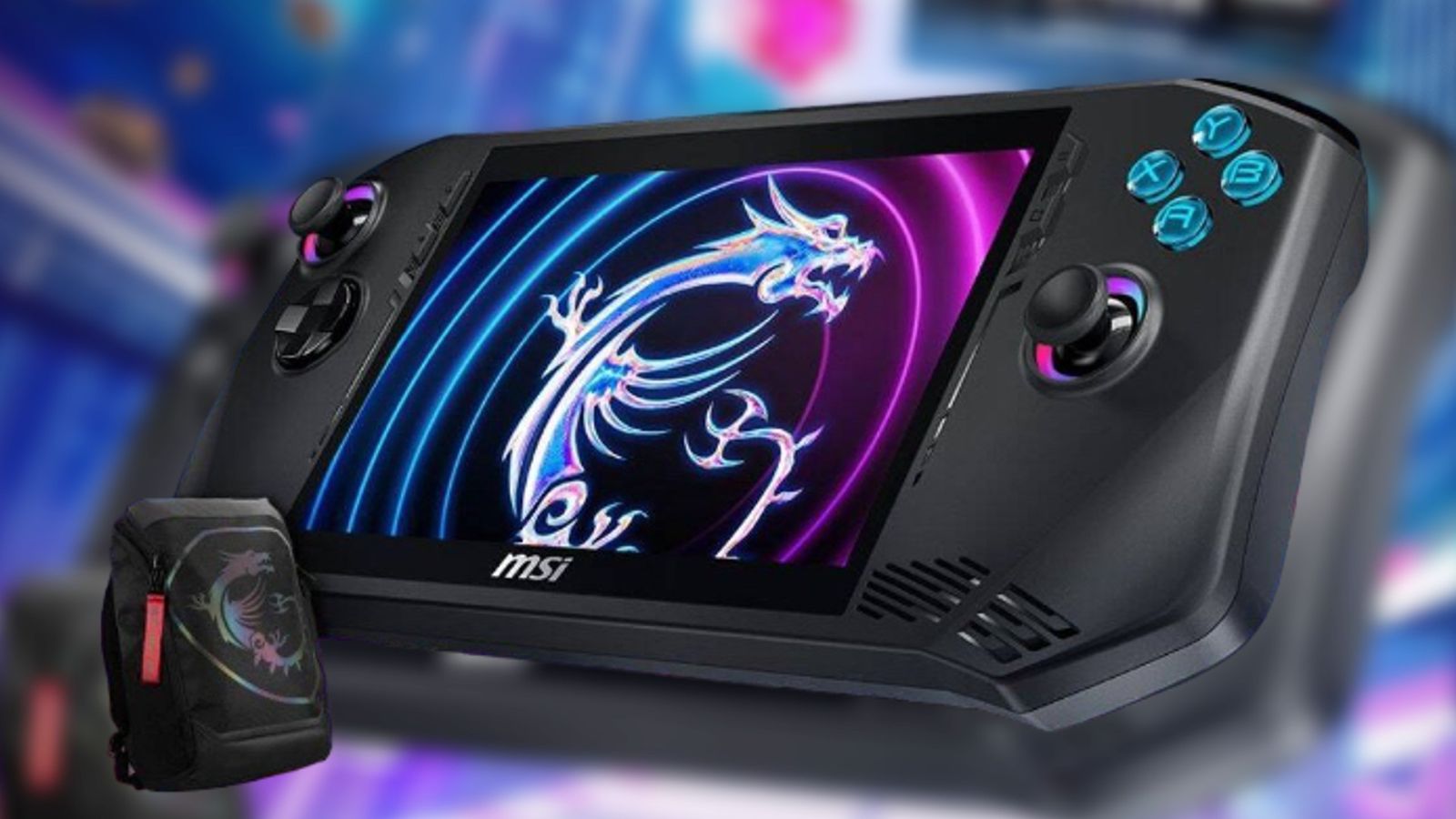 MSI Claw handheld leaked image in front of a blurred background