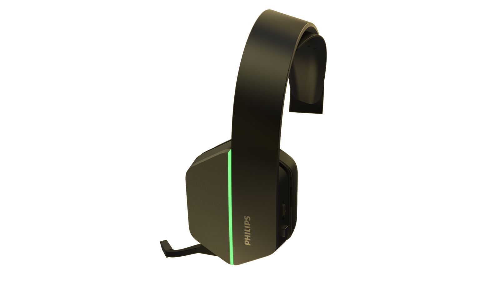 Philips 5000 Series TAG5106 gaming headset in black with a green light around the edge.
