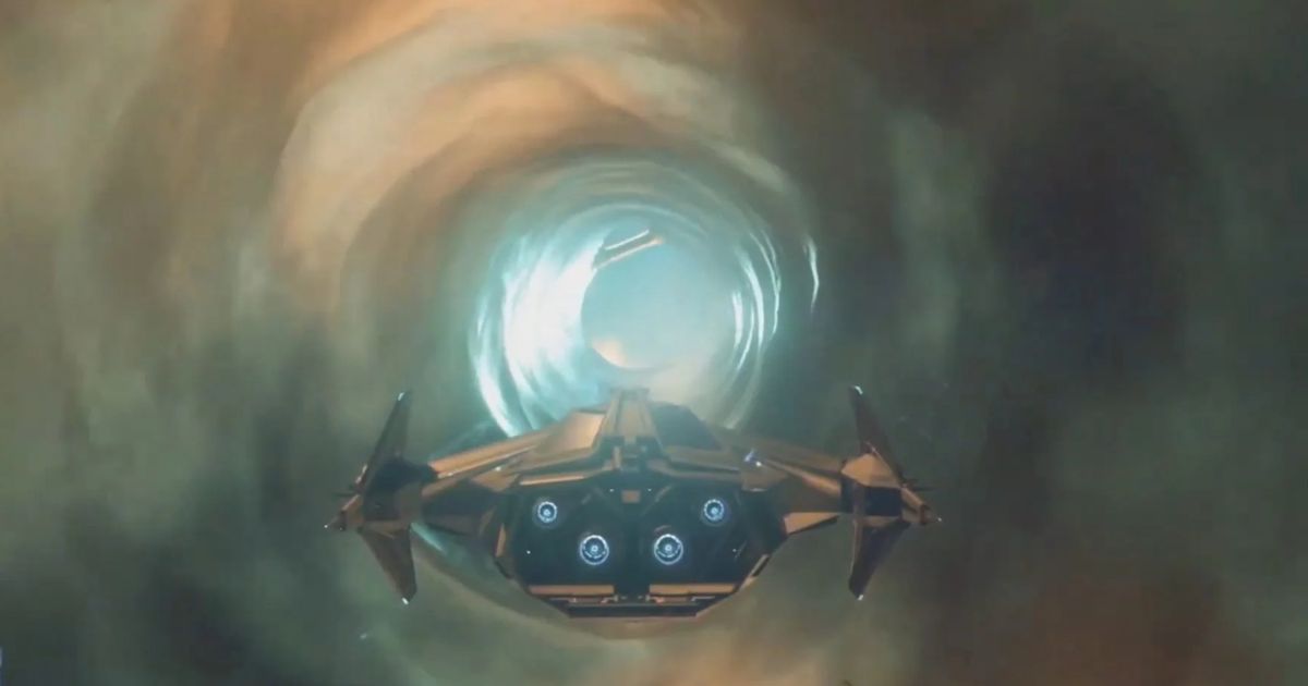star citizen ship travelling through wormhole