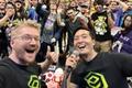EON Gaming’s Justin Scerbo and Justin Chou celebrating in front of a crowd 
