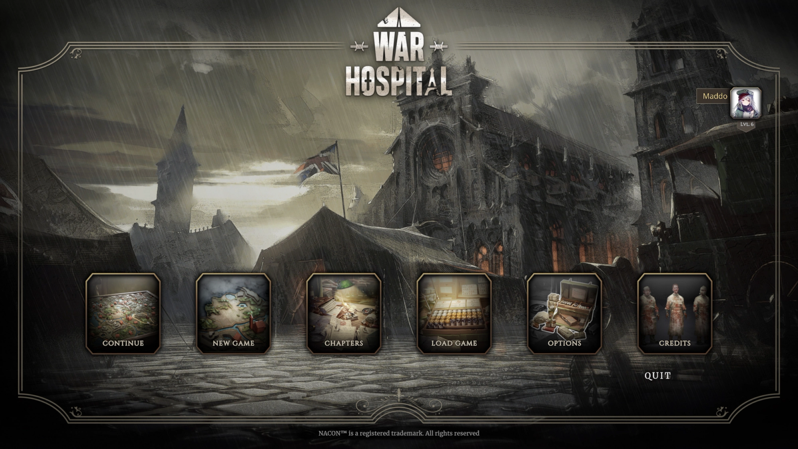 war hospital main menu