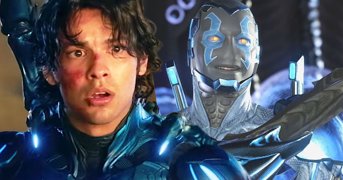 DC’s Blue beetle next to the injustice 2 version of the character