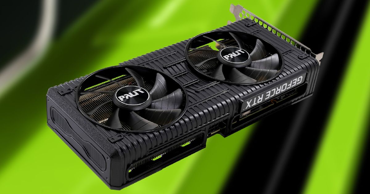 Palit RTX 3050 in front of an Nvidia press image