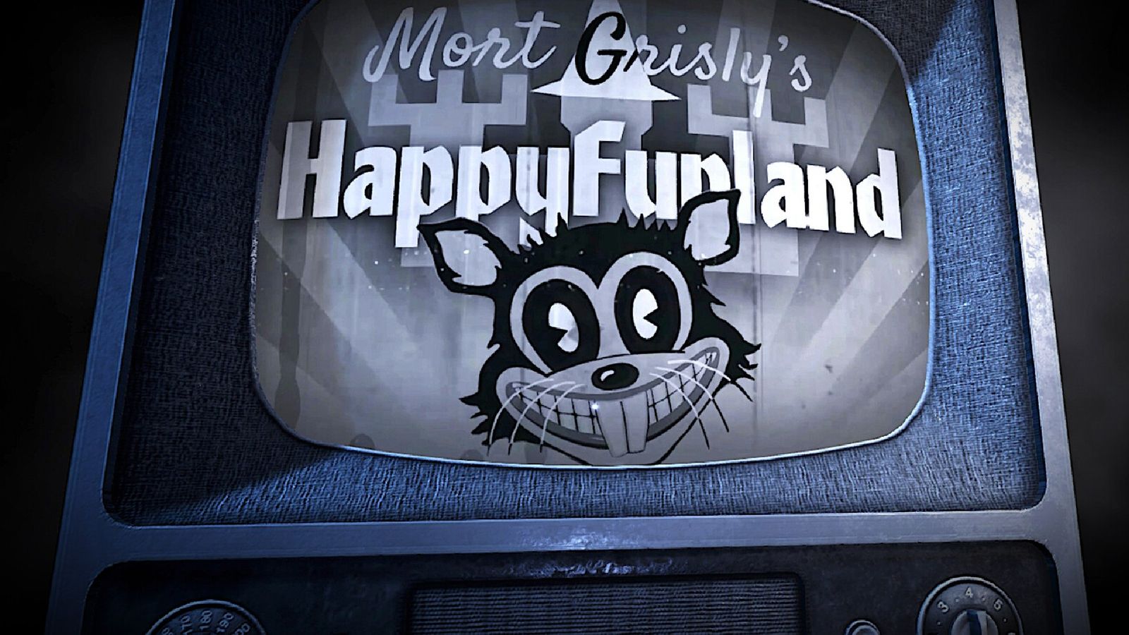 HappyFunland advert on a TV in the VR horror game