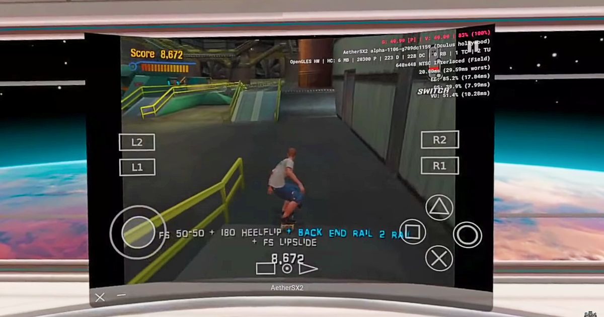 PS2 Tony Hawk game being played on a Meta Quest 2 headset.