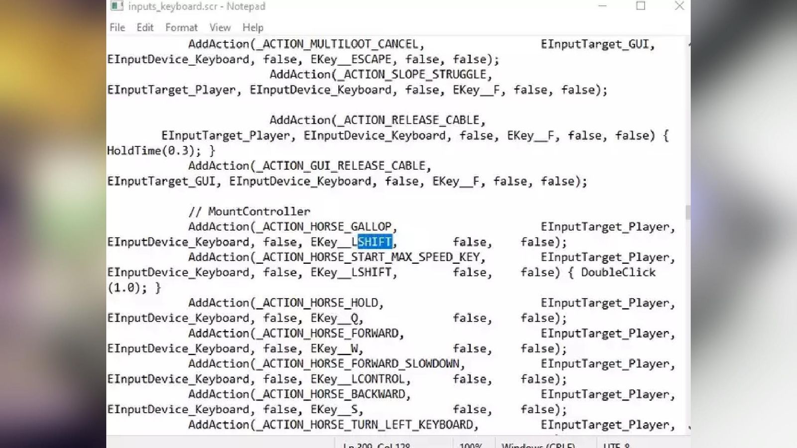 A wordpad config file showing horse riding in dying light 2