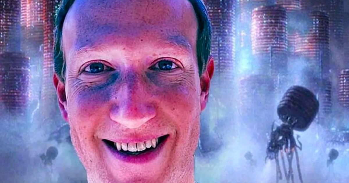 meta-investors-deperate-fire-mark-Zuckerberg Meta CEO Mark Zuckerberg on a dystopian background 