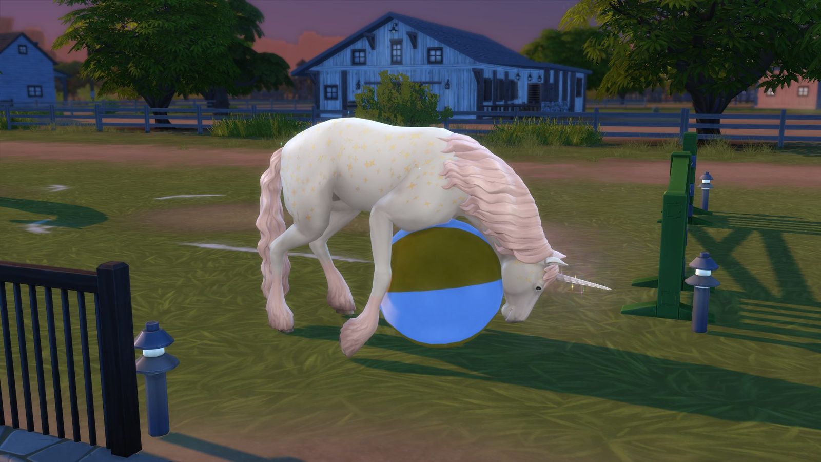 The Sims 4 horse ranch dlc review - unicorn stuck on top of a ball