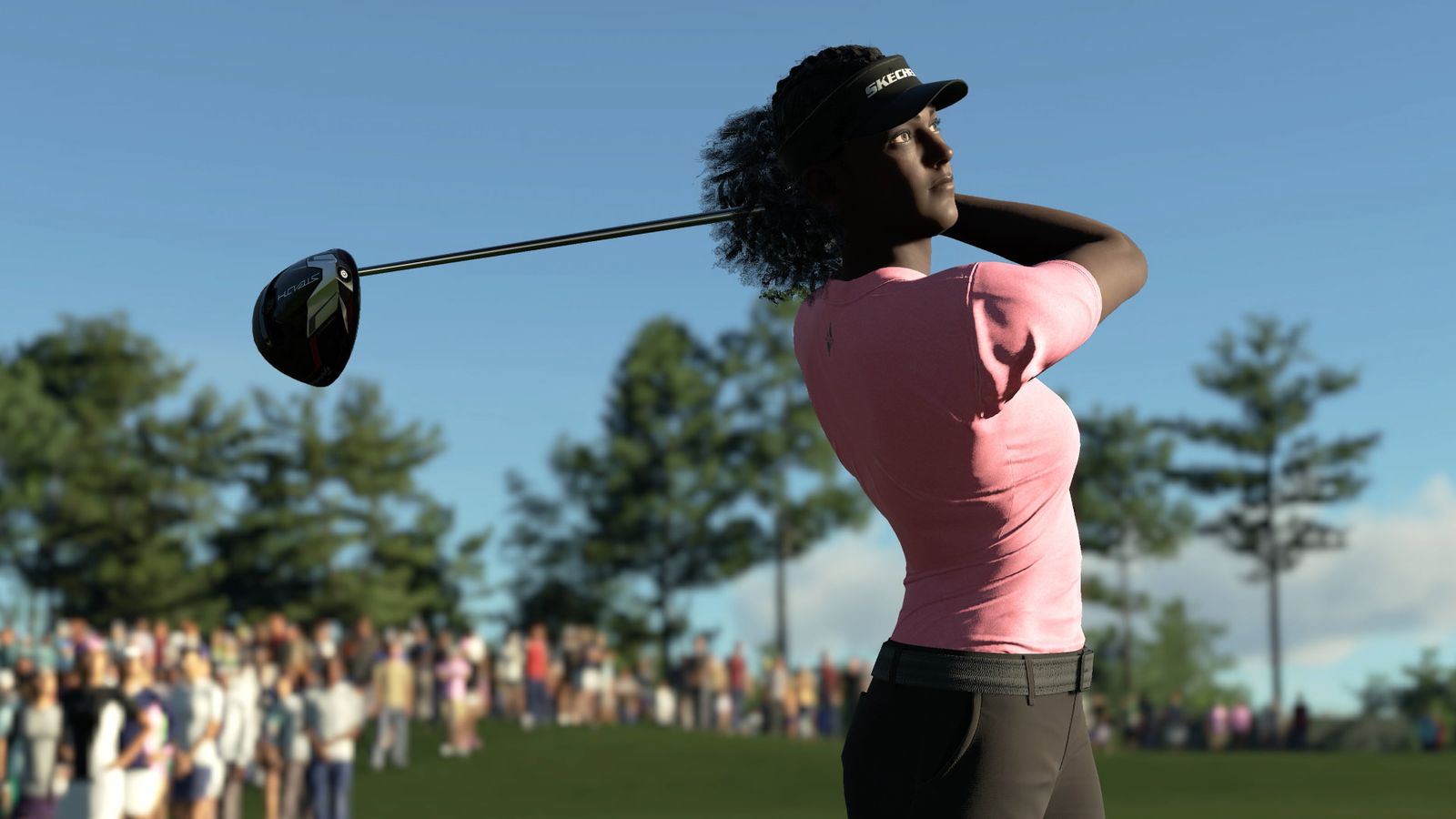 Female golfer taking a shot - PGA Tour 2K23 connection error