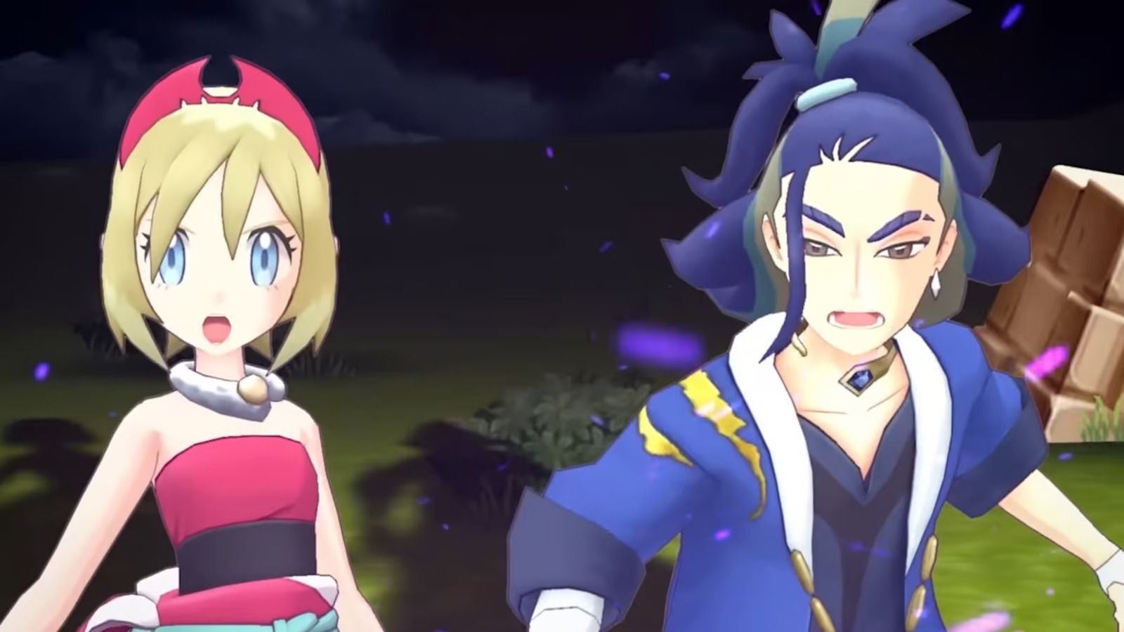 Irida and Adaman get ready for battle in Pokémon masters EX.