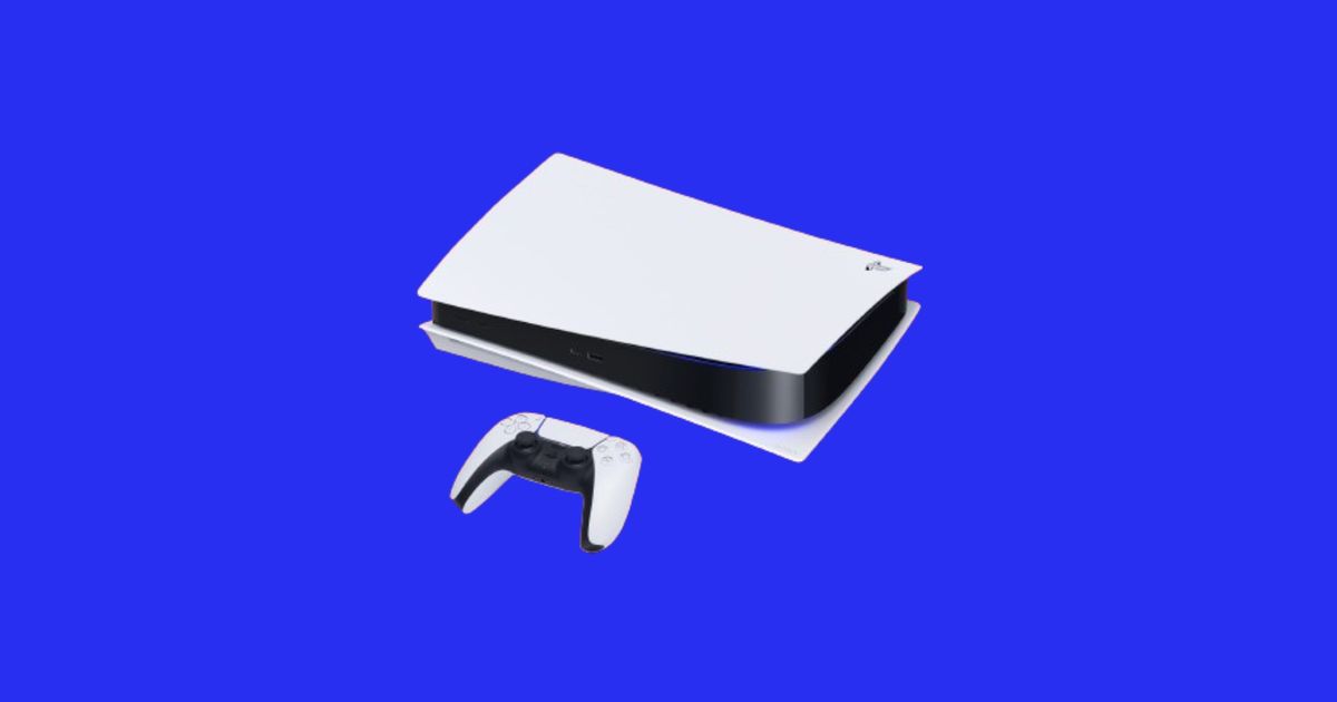 An image of a PS5 and its controller laid down in a blue background with HDCP enabled