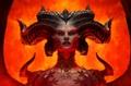 Image of a demonic lady with wings and horns in front of a fiery background.