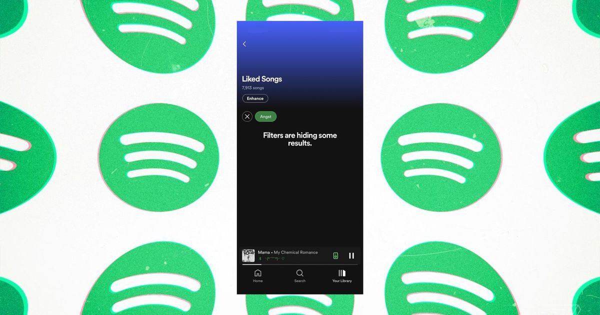 Turn Off Spotify Filters - An image of the "Filters are hiding some results" Error