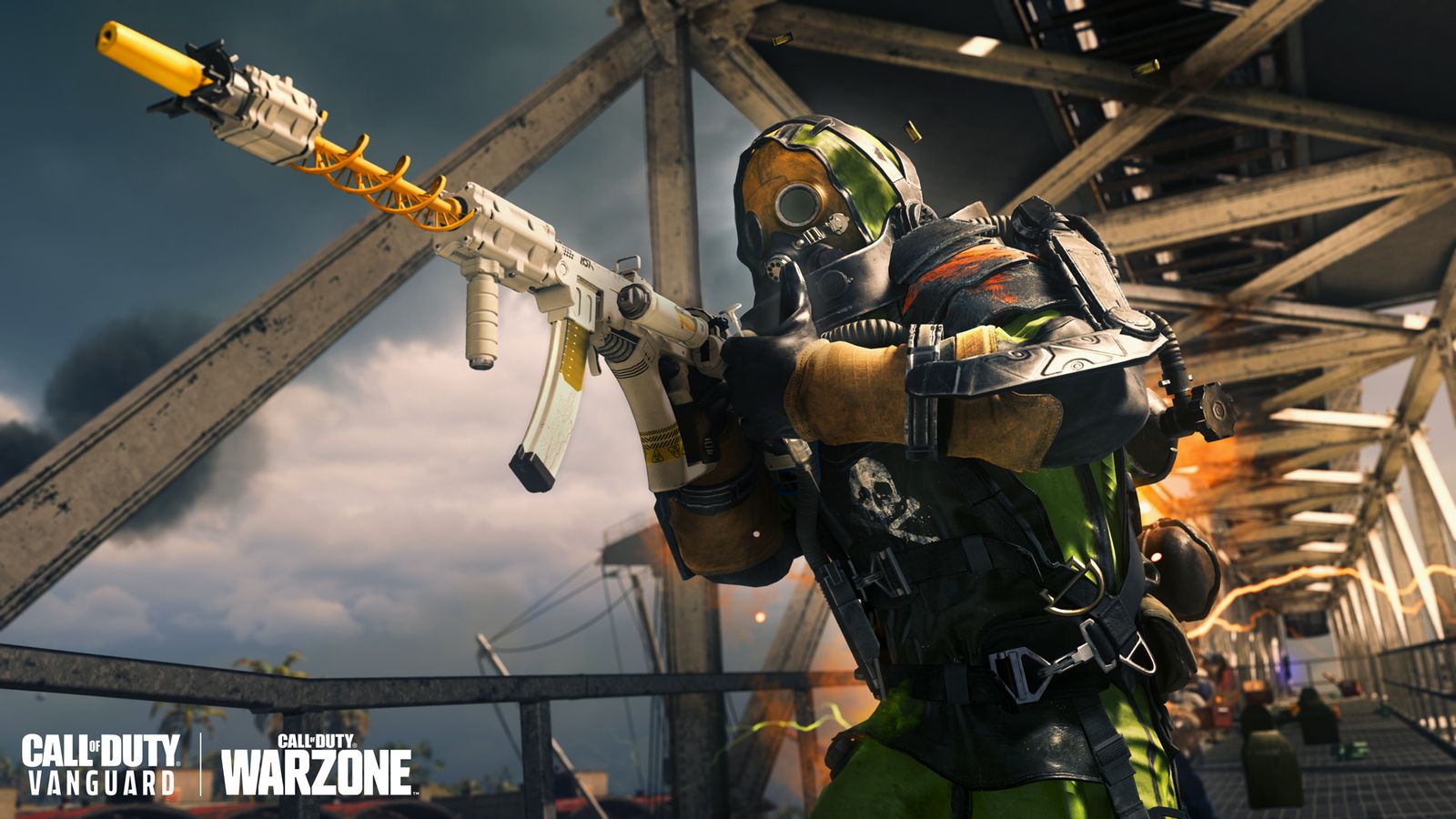 A masked soldier points an assault rifle - Warzone 2 system requirements