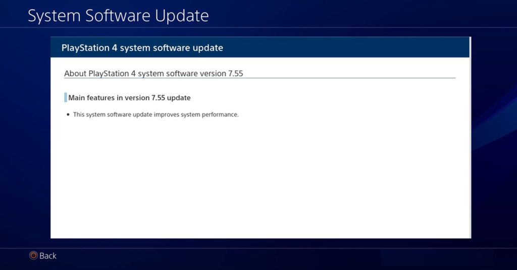 Playstation 4 system software version best sale 7.55