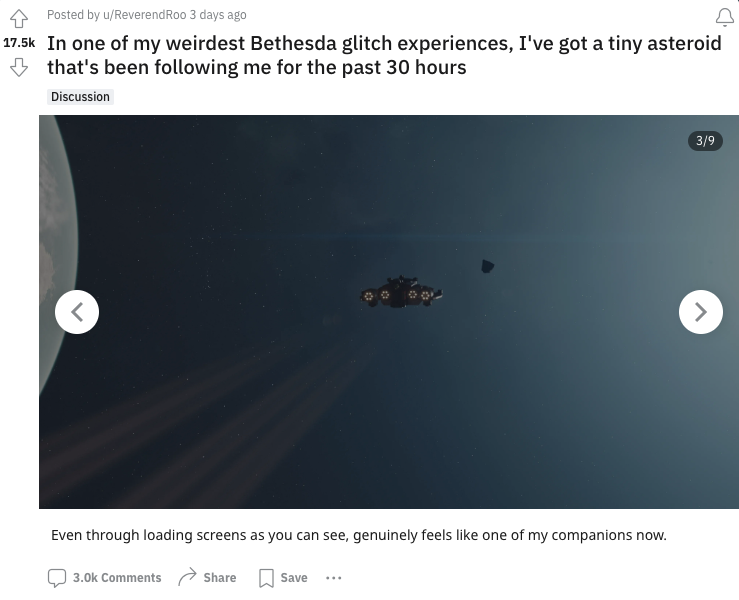 One fan describes this adorable Starfield glitch.