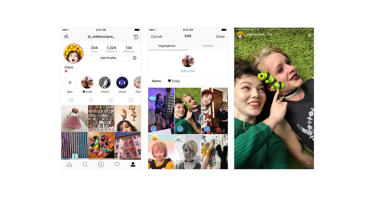 How to put highlights on Instagram without adding to the story - An image of Instagram Highlights
