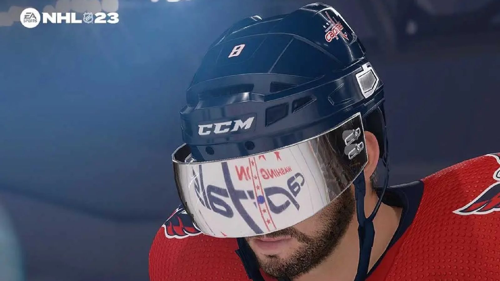 Close up of ice hockey player in reflective visor - NHL 23 can't connect to store