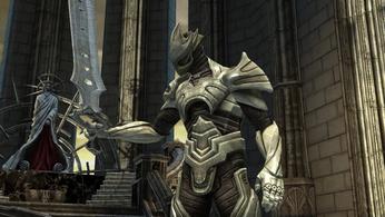 Raidriar holding the Infinity Blade in The Throne Room from Infinity Blade PC port
