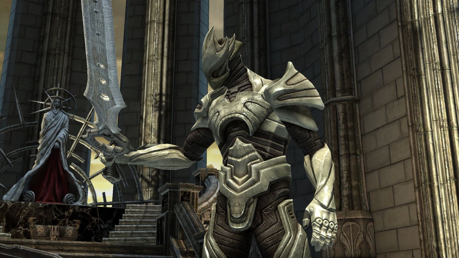 Raidriar holding the Infinity Blade in The Throne Room from Infinity Blade PC port