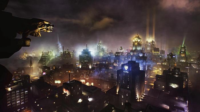 A view over Gotham City at night - Gotham Knights local co-op