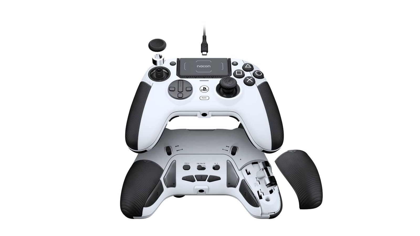 Nacon revolution 5 pro controller in white exploded view