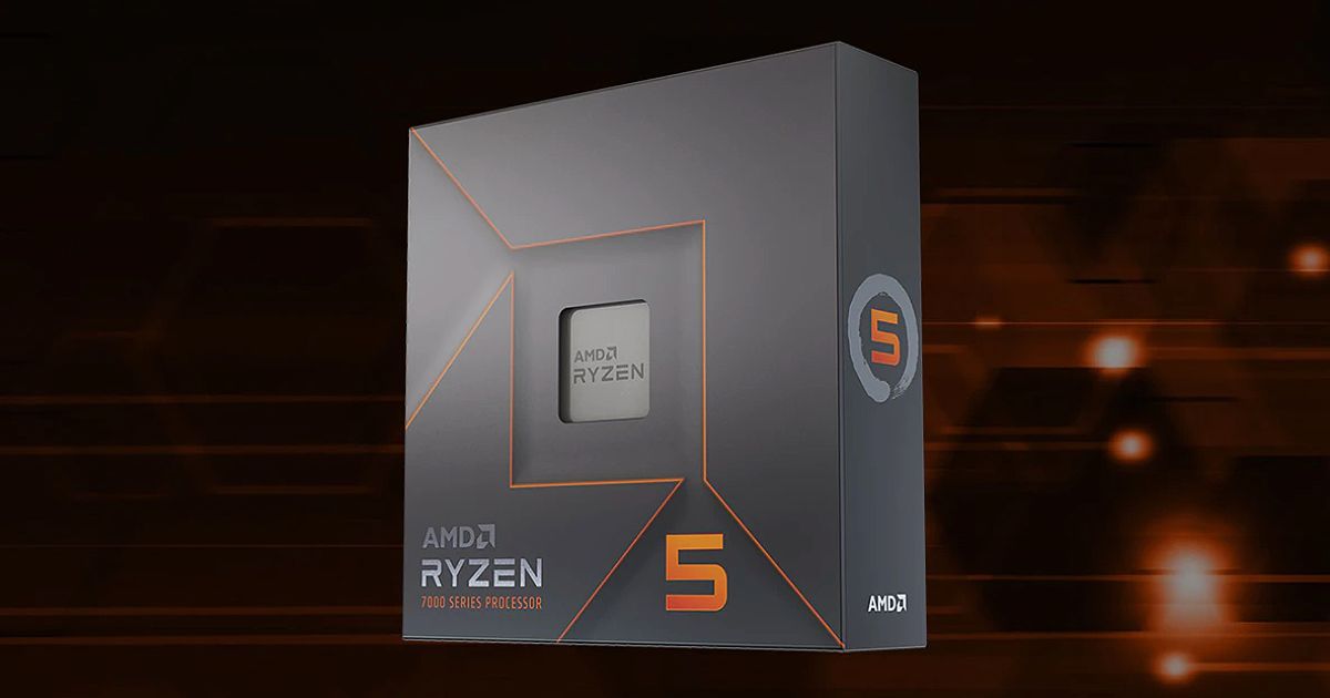 A grey box containing a CPU with orange trim.