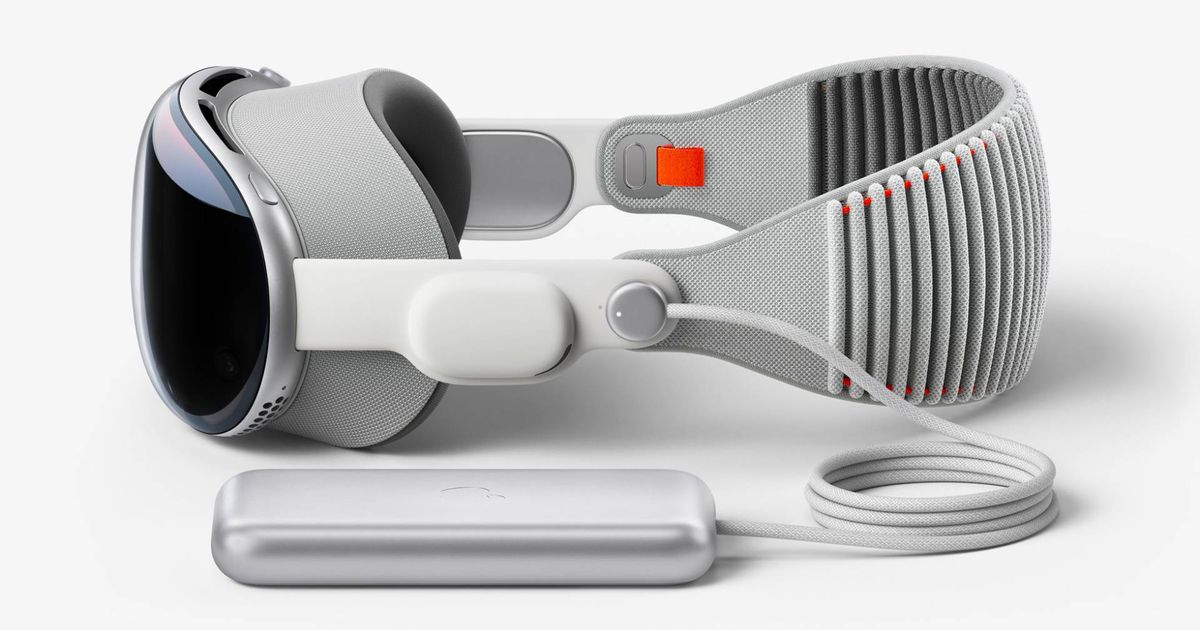 Apple Vision Pro - An image of the headset and its battery pack