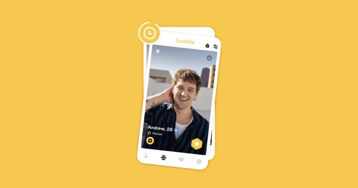 Bumble likes per day - An image of the swipe interface of Bumble
