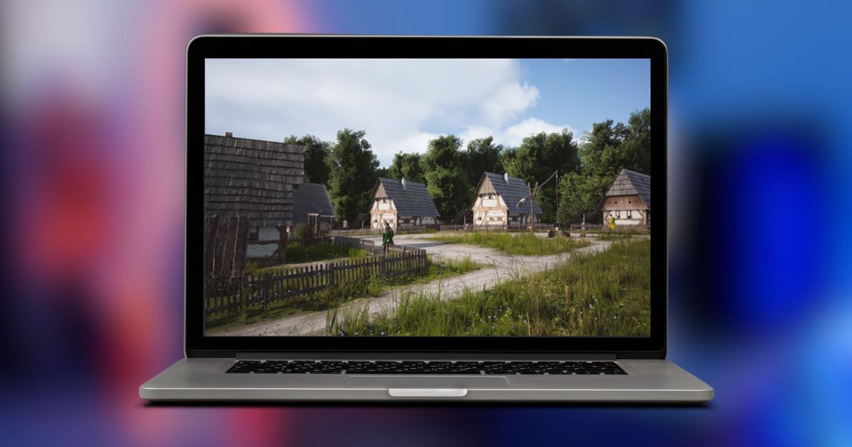 An image of a village in Manor Lords on Mac.